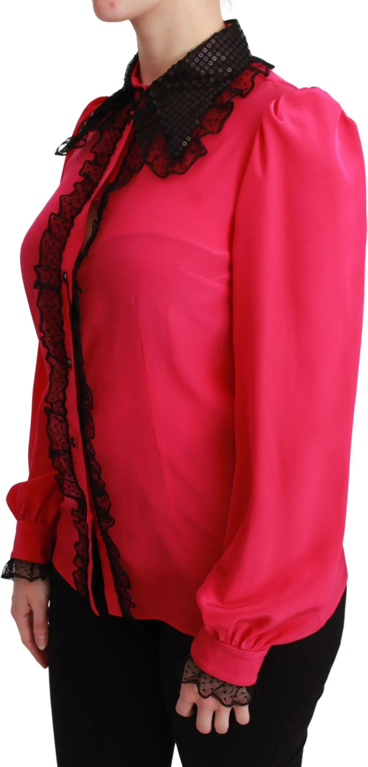 Bluzka Dolce & Gabbana Pink ipakli qora baxmal Shipon