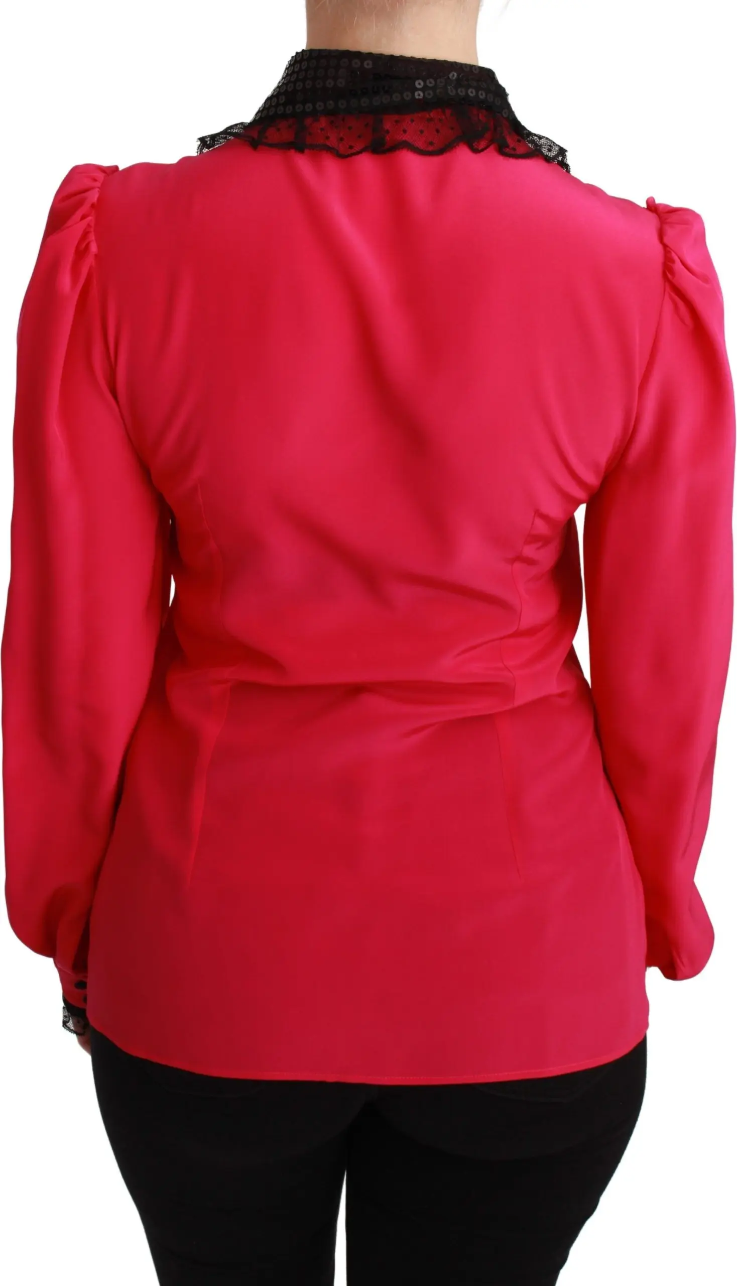Bluzka Dolce & Gabbana Pink ipakli qora baxmal Shipon