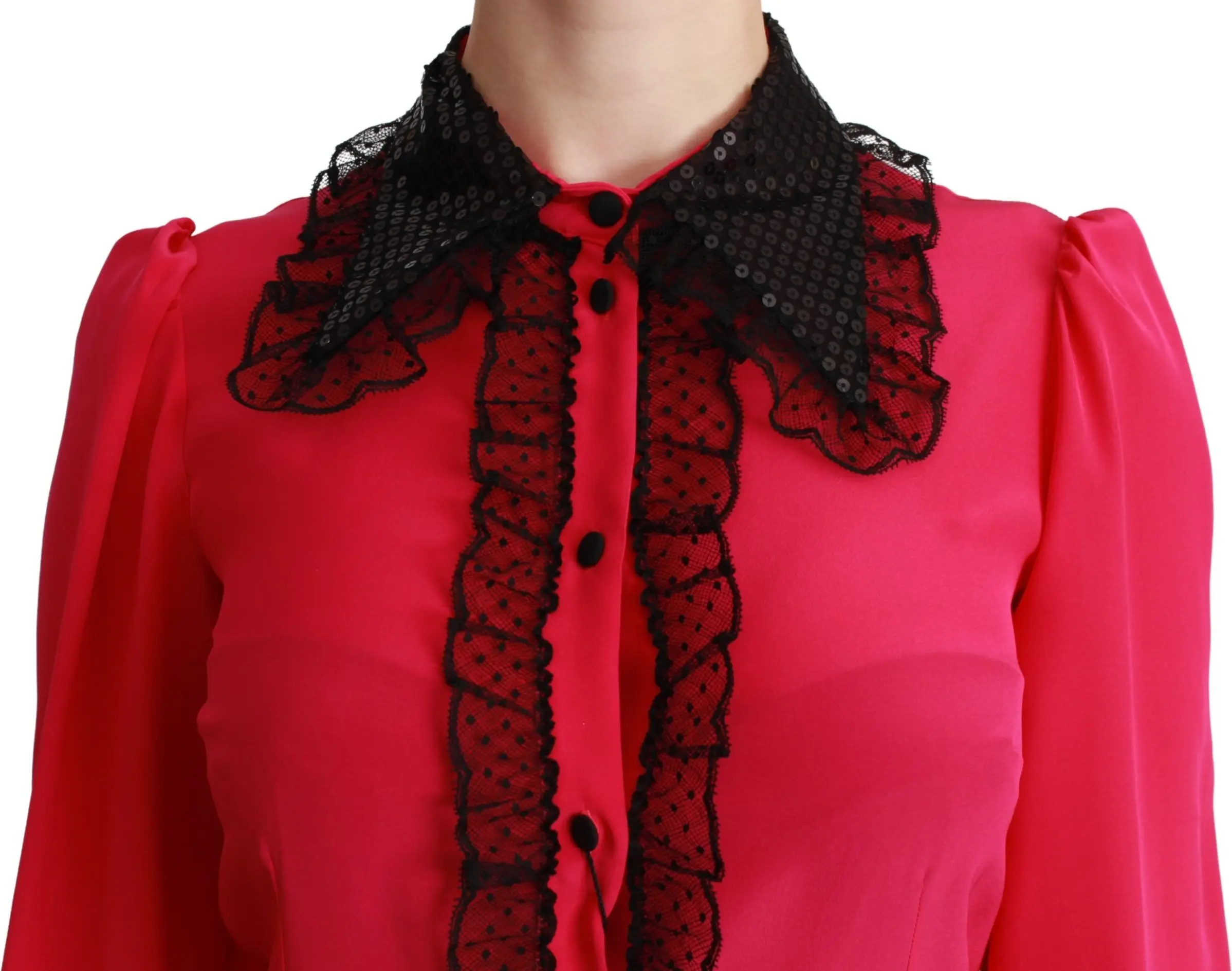 Bluzka Dolce & Gabbana Pink ipakli qora baxmal Shipon
