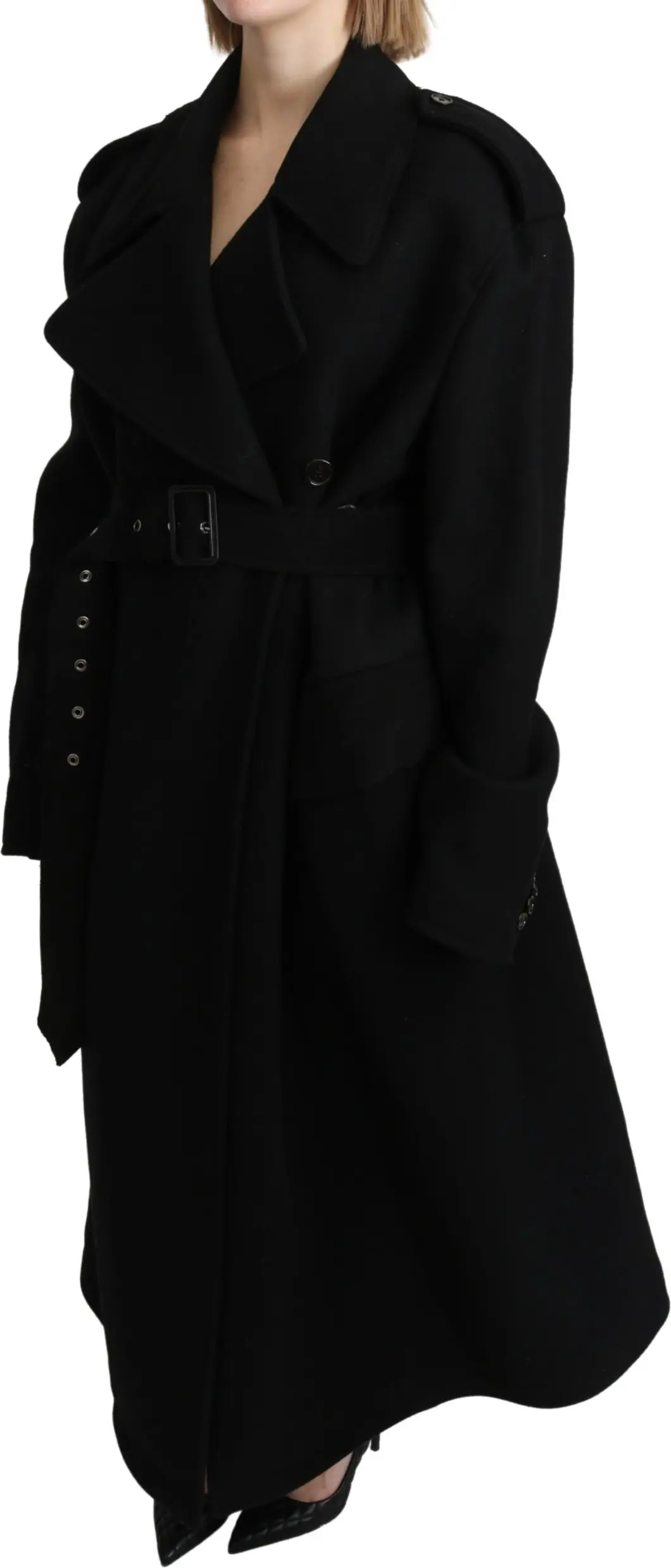 Trenchcoat Dolce & Gabbana Virgin Wool Black Blazer Jacket