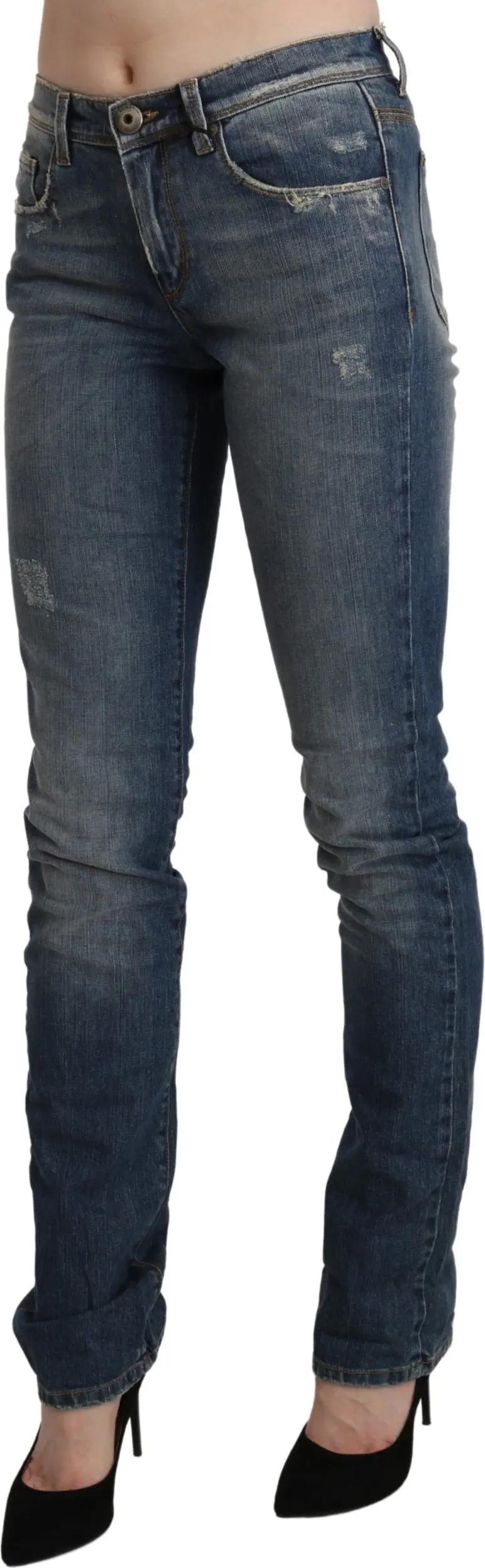 Jeans Ermanno Scervino Blue Washed Mid Waist Skinny Denim