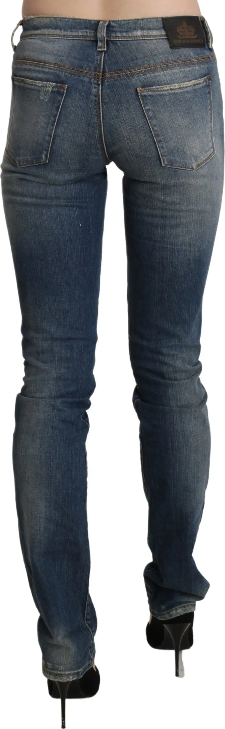 Jeans Ermanno Scervino Blue Washed Mid Waist Skinny Denim
