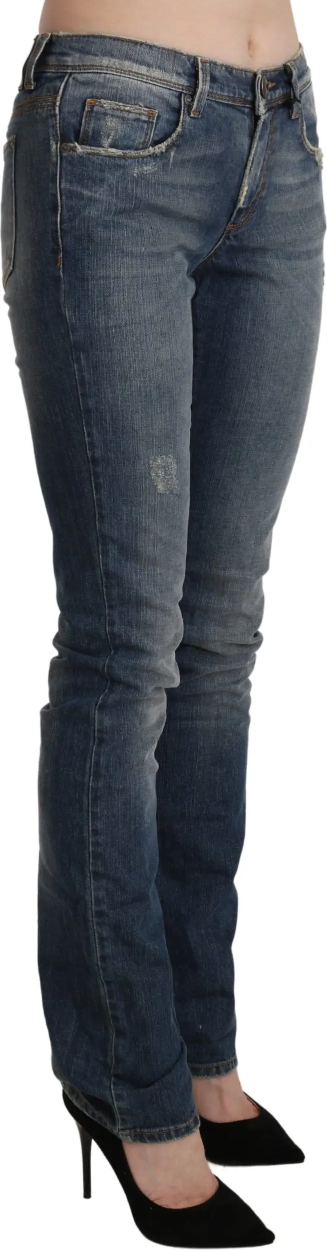 Jeans Ermanno Scervino Blue Washed Mid Waist Skinny Denim