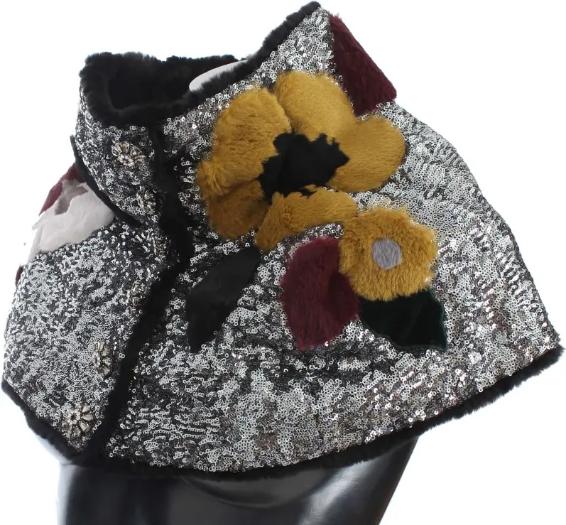 Scarf Dolce & Gabbana Elegant Floral Sequined Fur Scarf