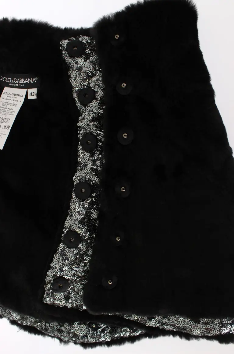Scarf Dolce & Gabbana Elegant Floral Sequined Fur Scarf
