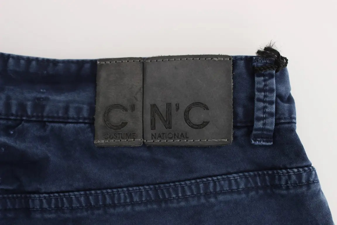 Джинсы Costume National Синие Смесь Хлопка Деним