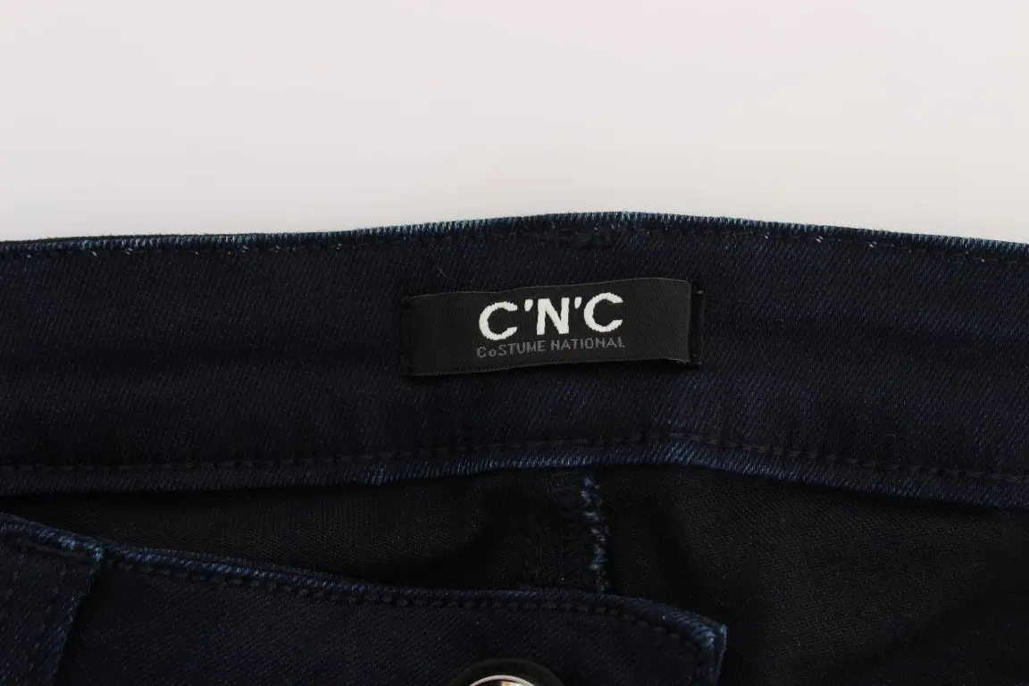 Джинсы Costume National Синие Хлопковый Смесь Облегающий Крой