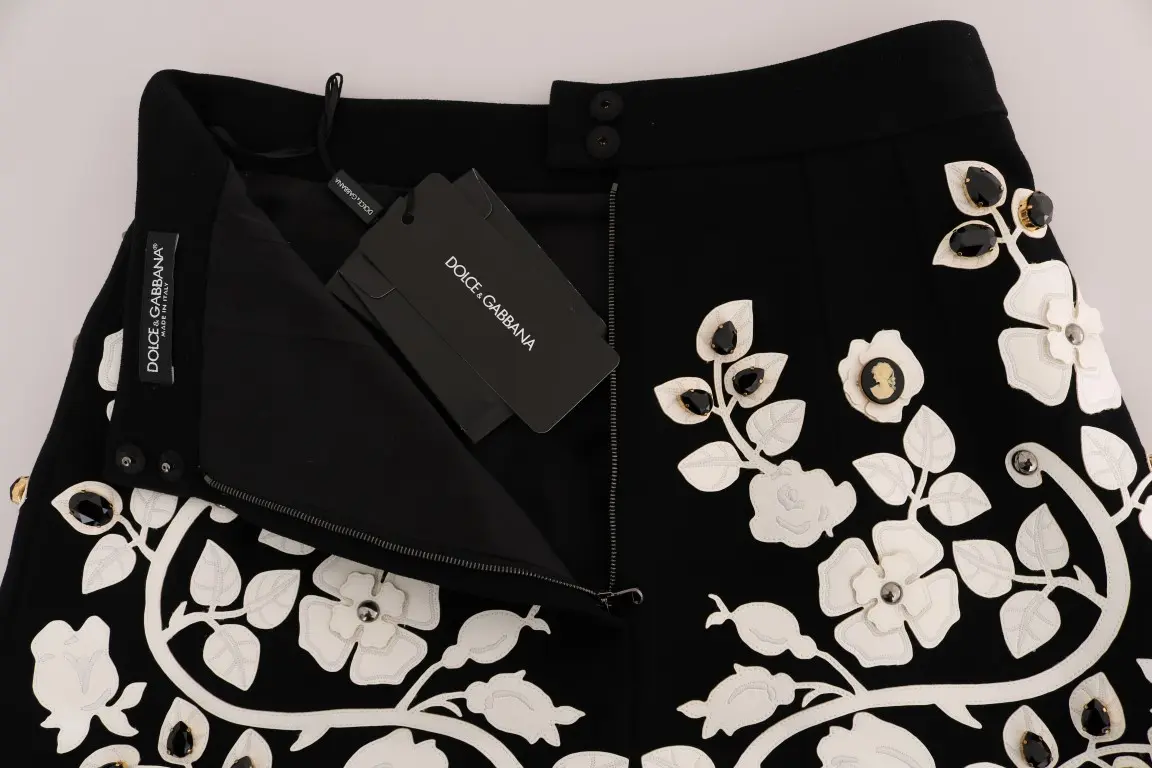 Pencil Skirt Dolce & Gabbana Black Crystal Floral