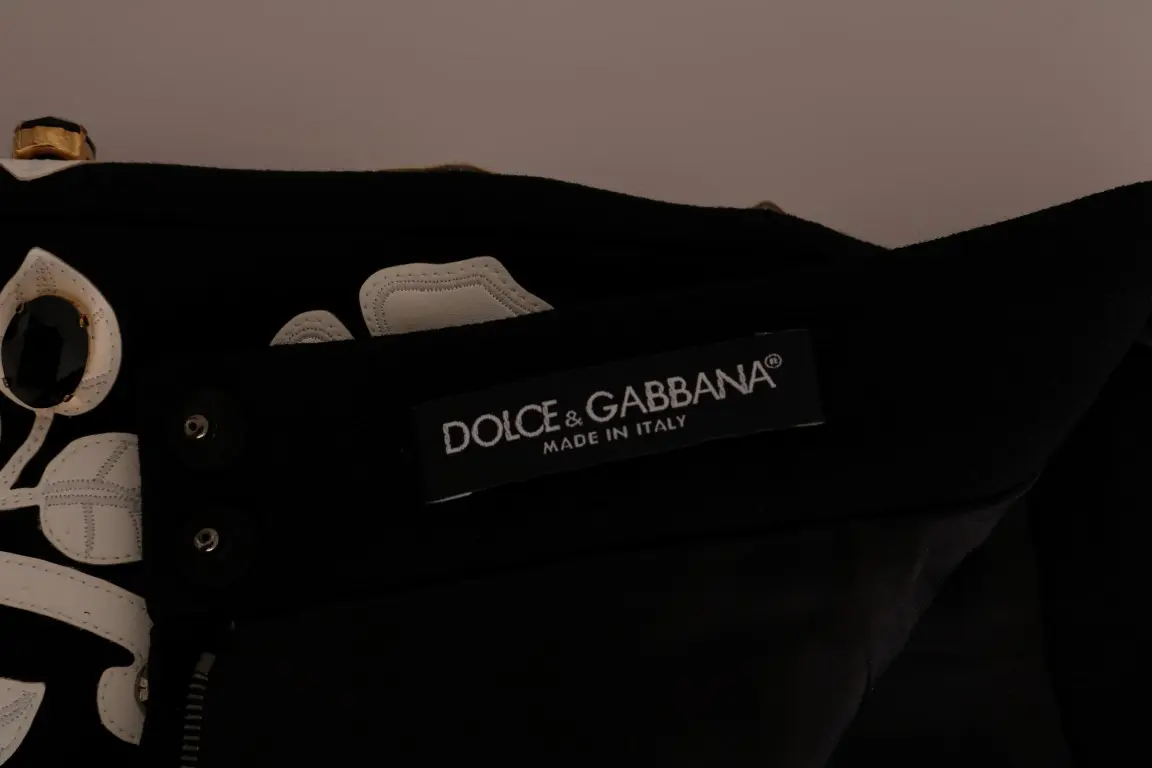 Pencil Skirt Dolce & Gabbana Black Crystal Floral