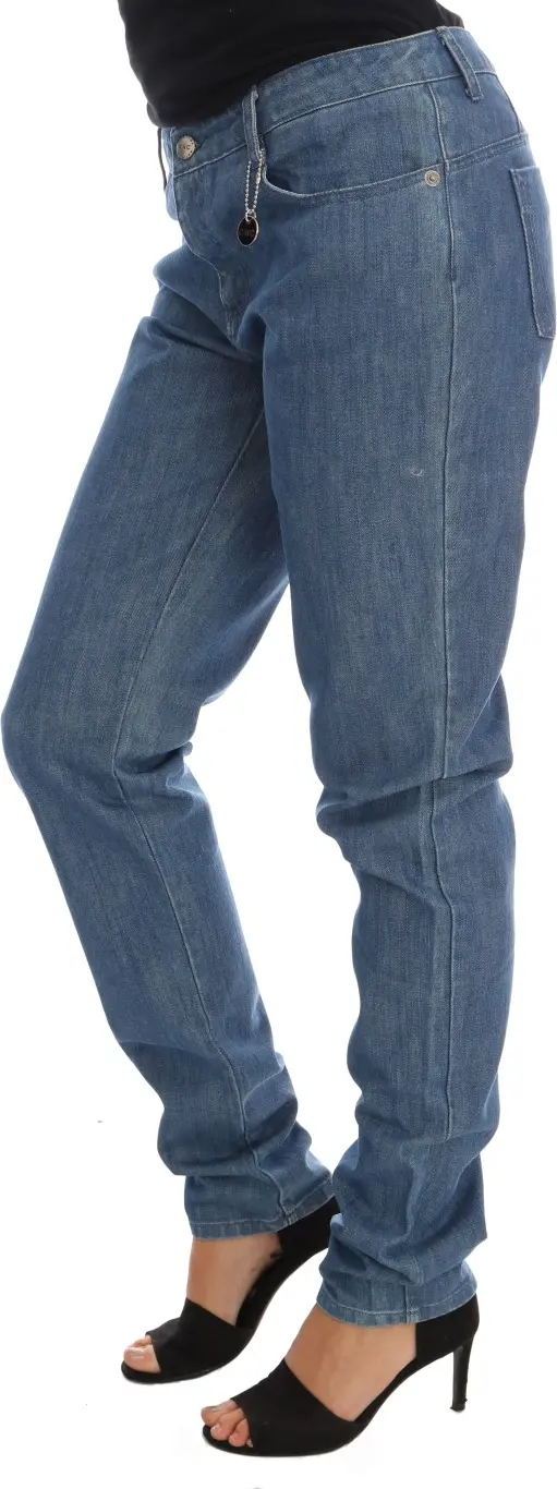 Costume National Moviy yuvilgan paxta BoyfriendOutfit Djeans