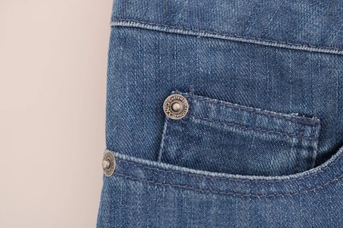 Costume National Moviy yuvilgan paxta BoyfriendOutfit Djeans