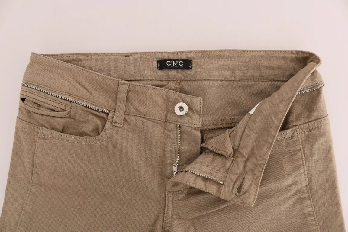 Jeans Costume National Beige Cotton Stretch Slim Fit