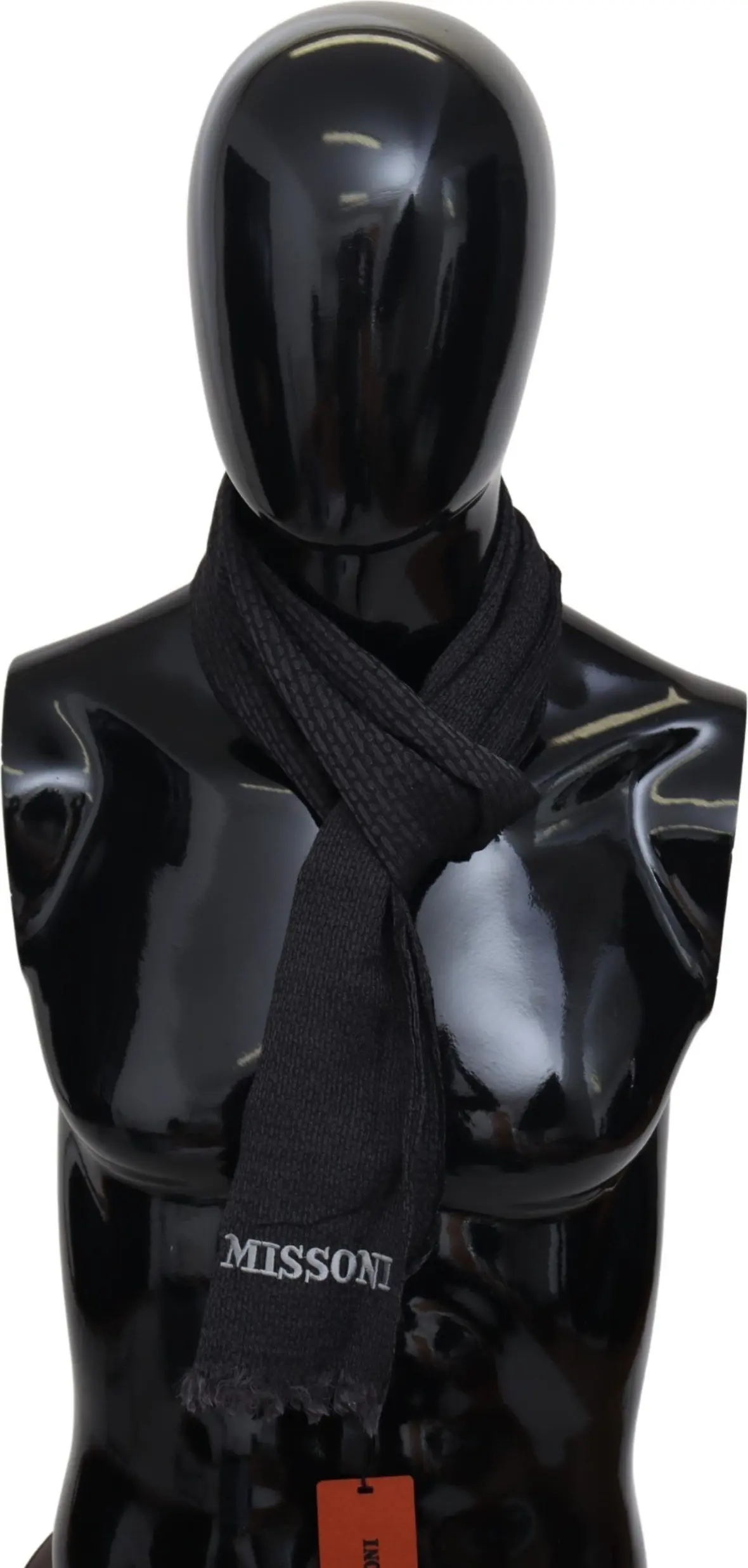 Missoni Elegant Black Wool Scarf with Fringes