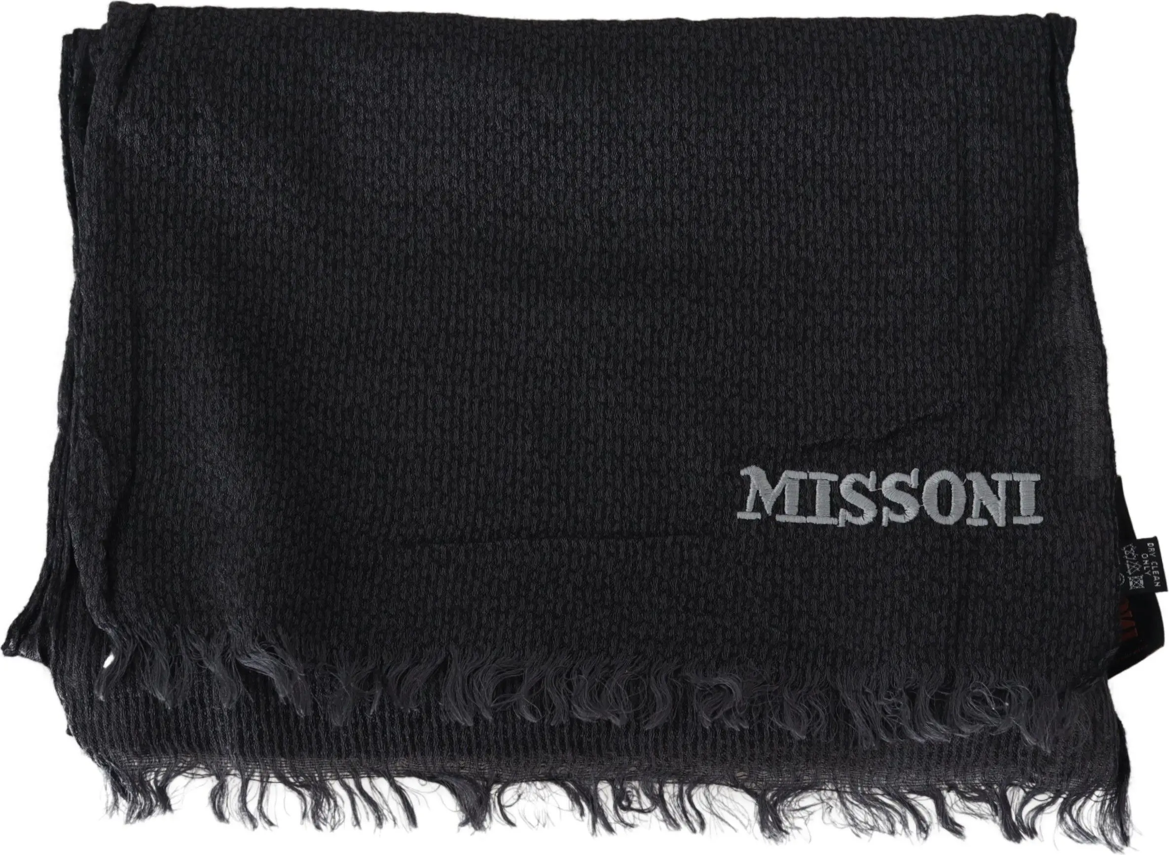 Шарф Missoni Элегантный Черный Шерстяной С Бахромой