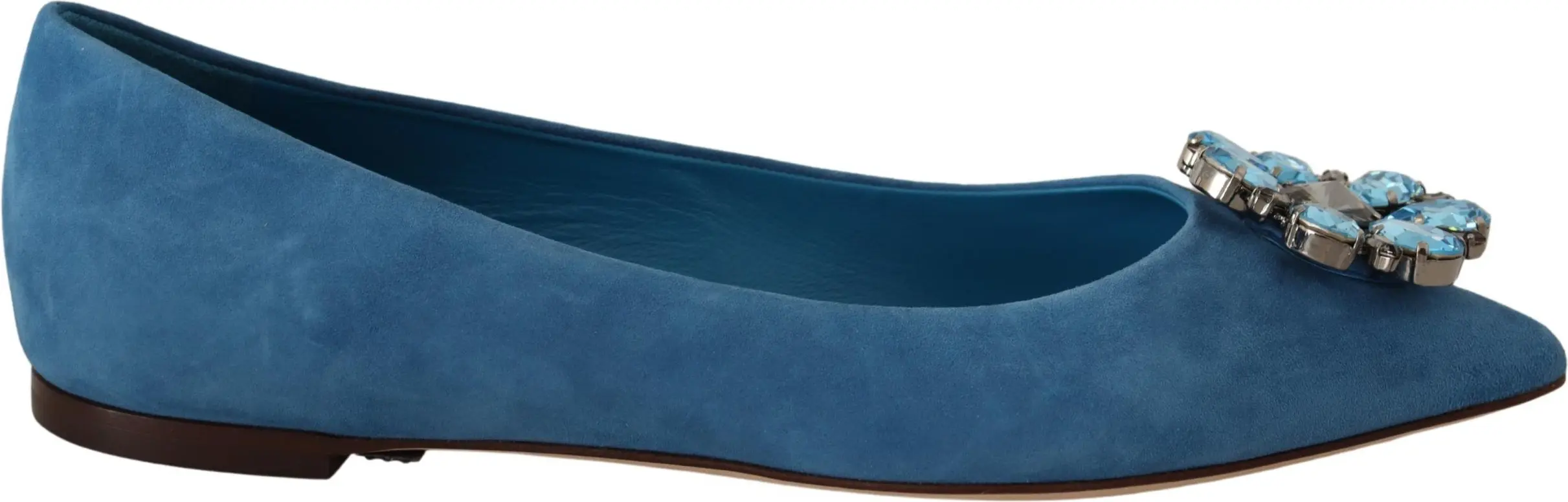Flats Shoes Dolce & Gabbana Blue Suede Crystals Loafers