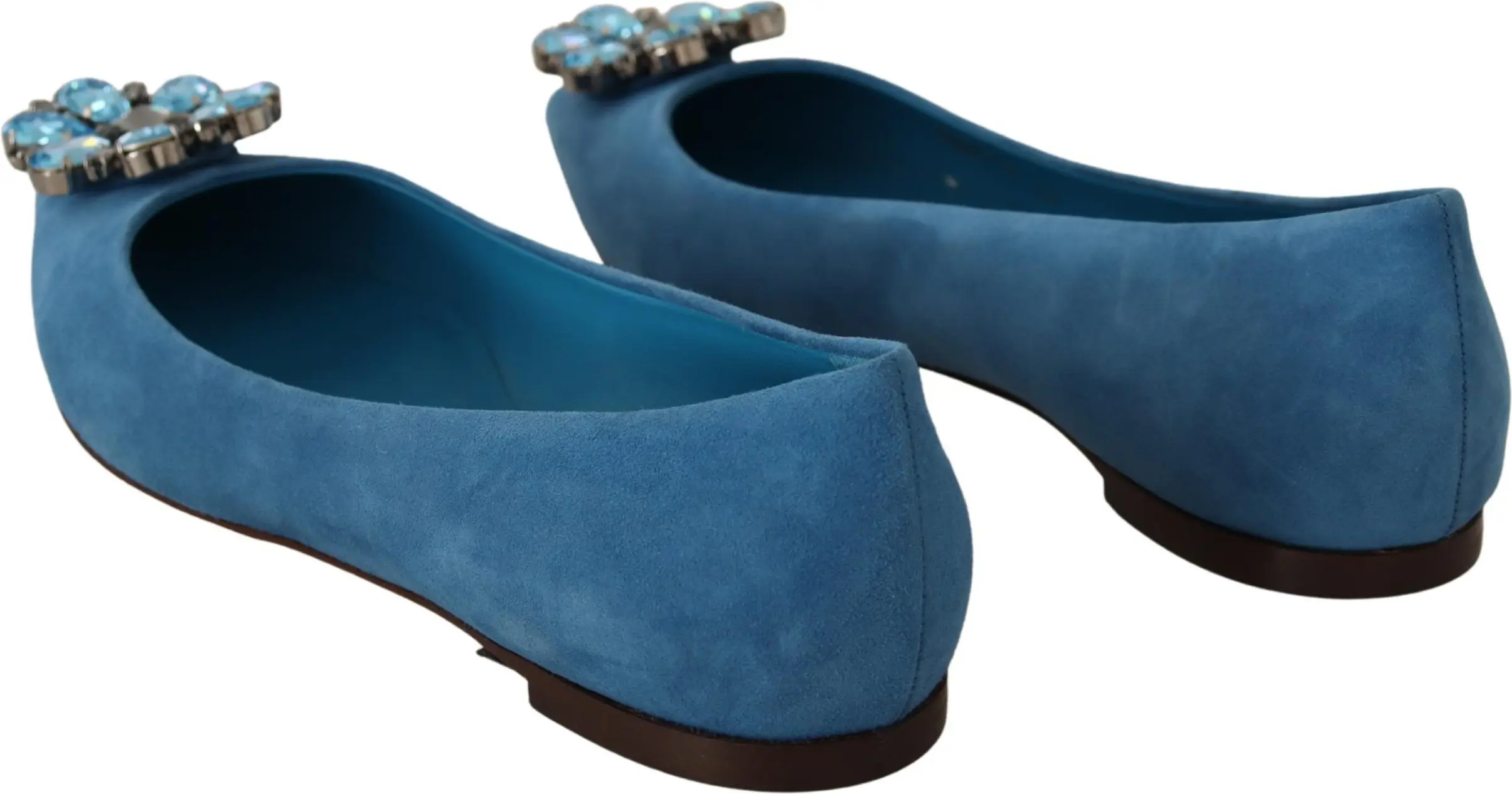Flats Shoes Dolce & Gabbana Blue Suede Crystals Loafers