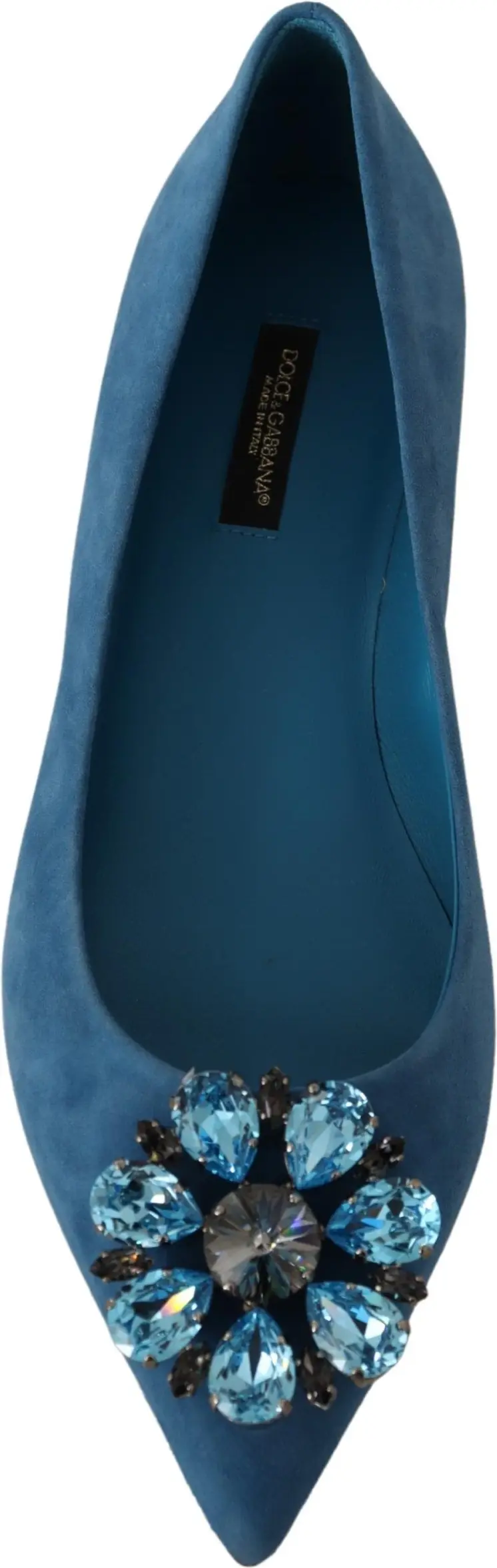 Flats Shoes Dolce & Gabbana Blue Suede Crystals Loafers
