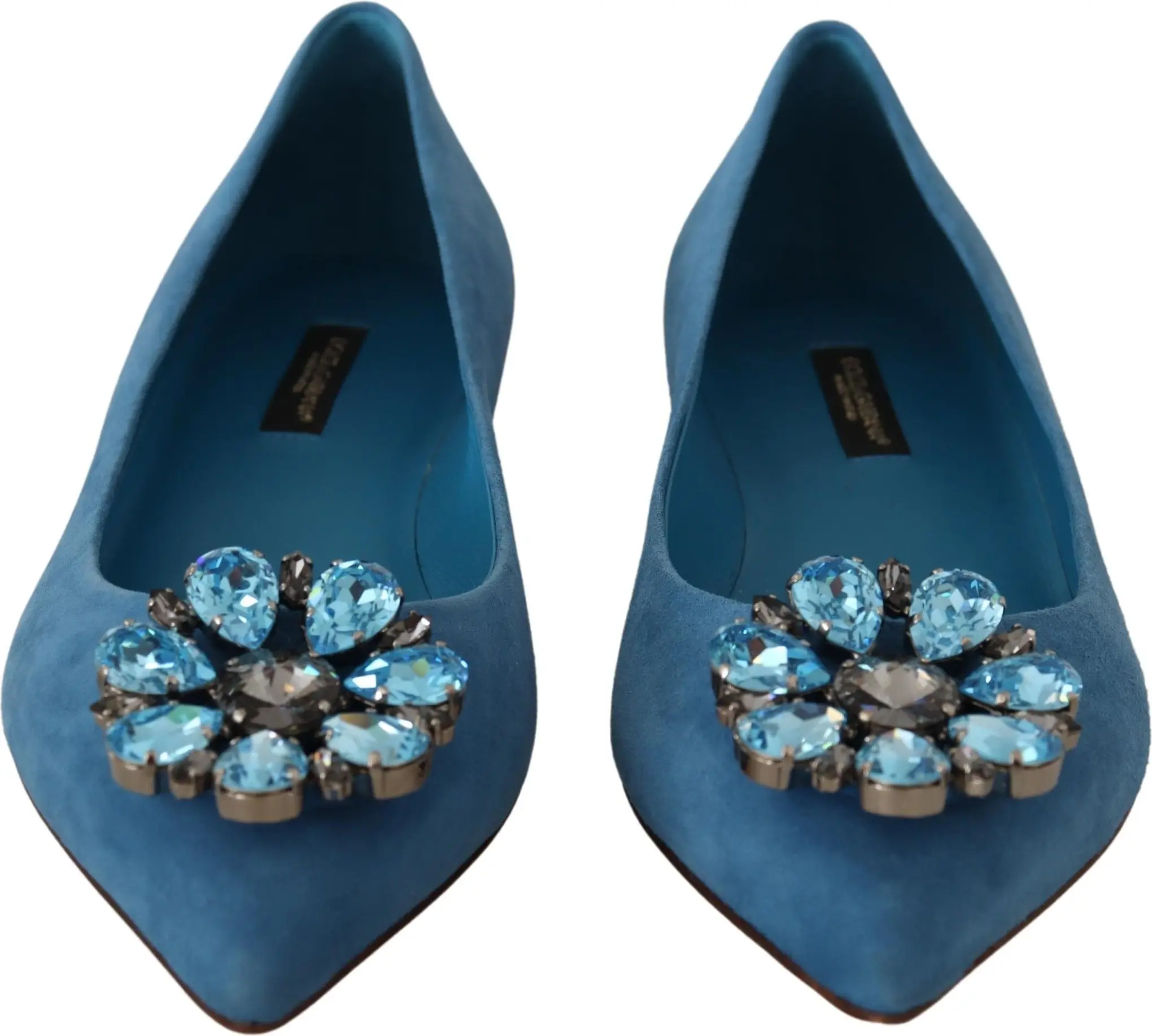 Flats Shoes Dolce & Gabbana Blue Suede Crystals Loafers
