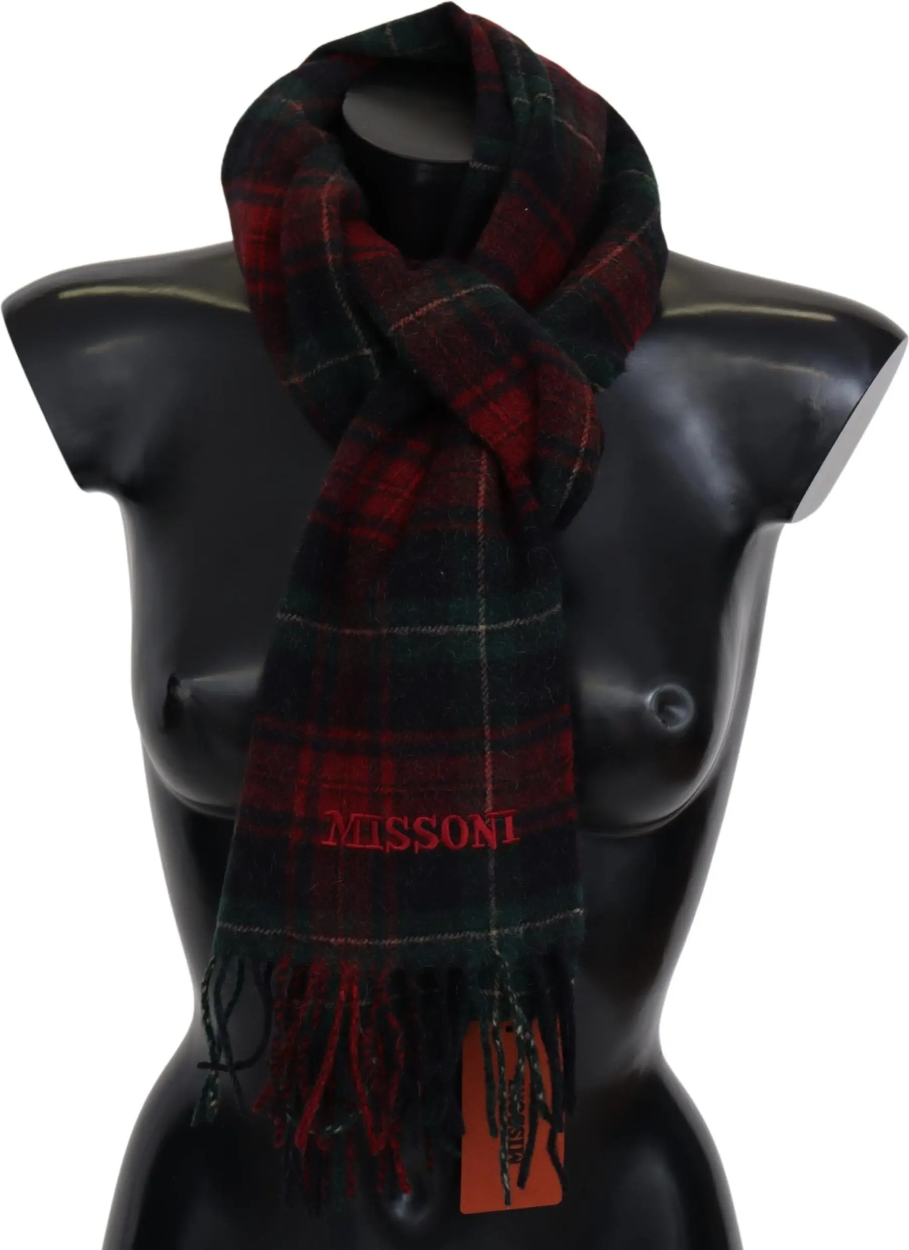 Missoni Elegant Check Wool Scarf with Logo Embroidery