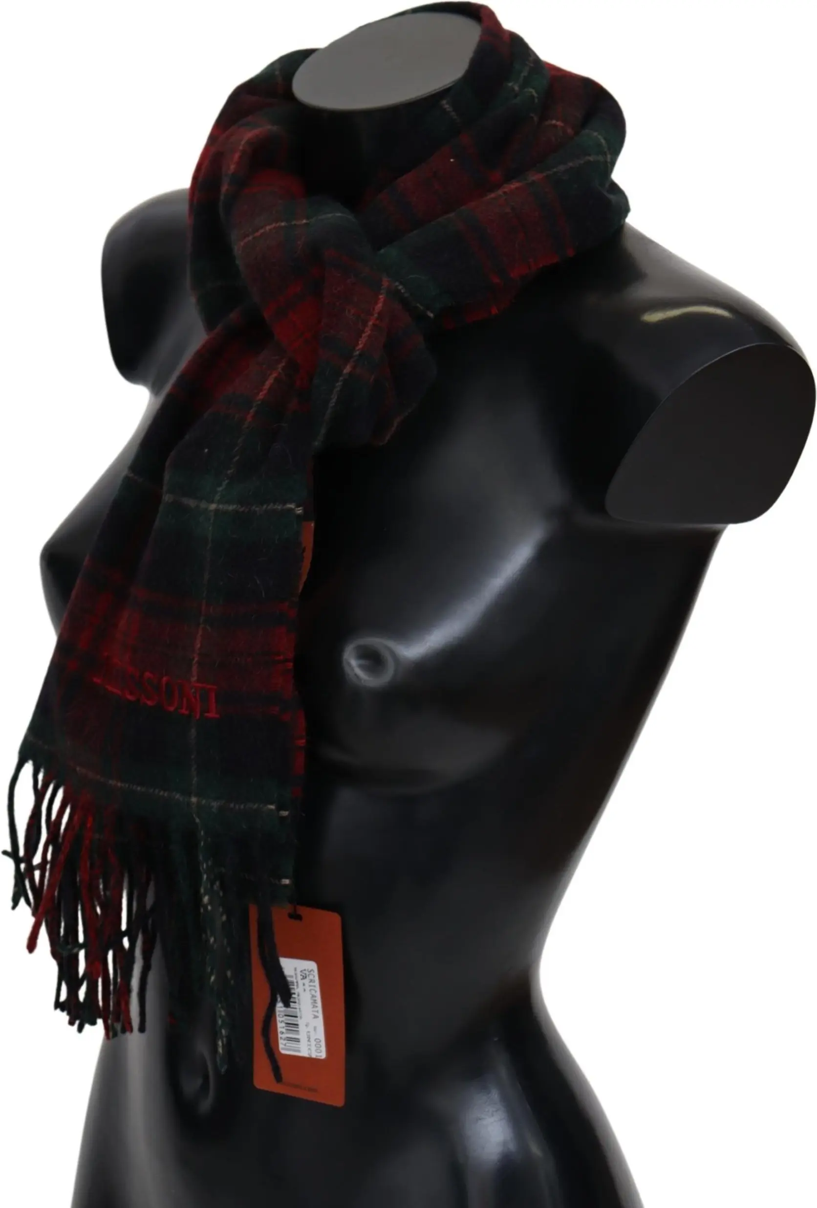 Missoni Elegant Check Wool Scarf with Logo Embroidery