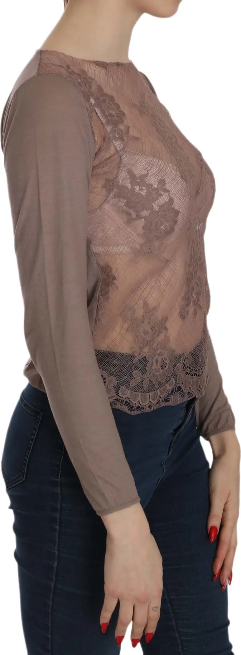 Top Think Pink Brown Lace