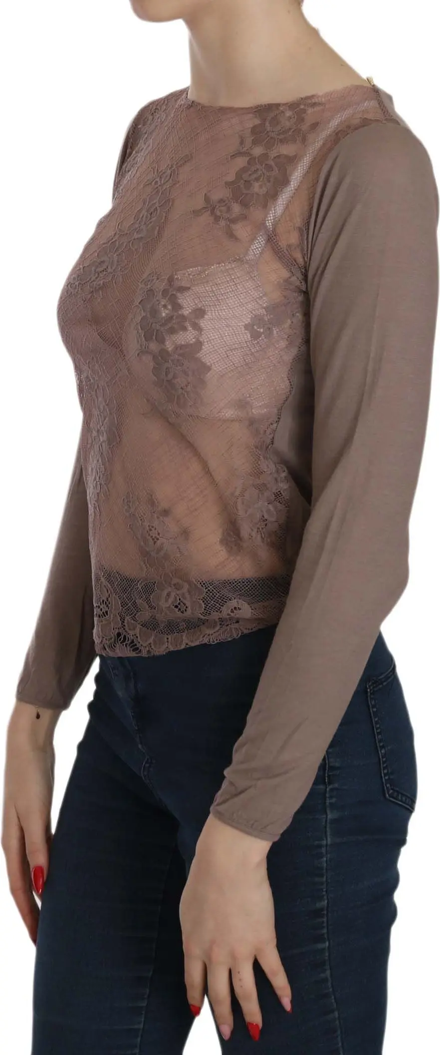 Top Think Pink Brown Lace