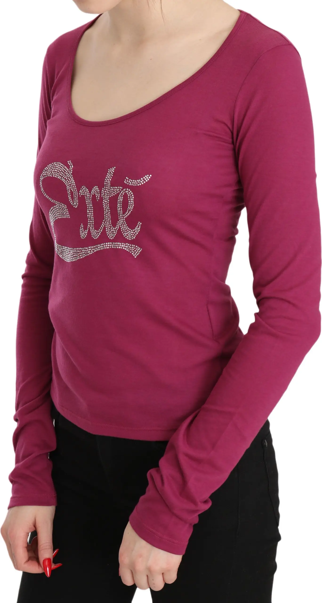 Топ Top Exte Pink Crystal Embellished с длинными рукавами