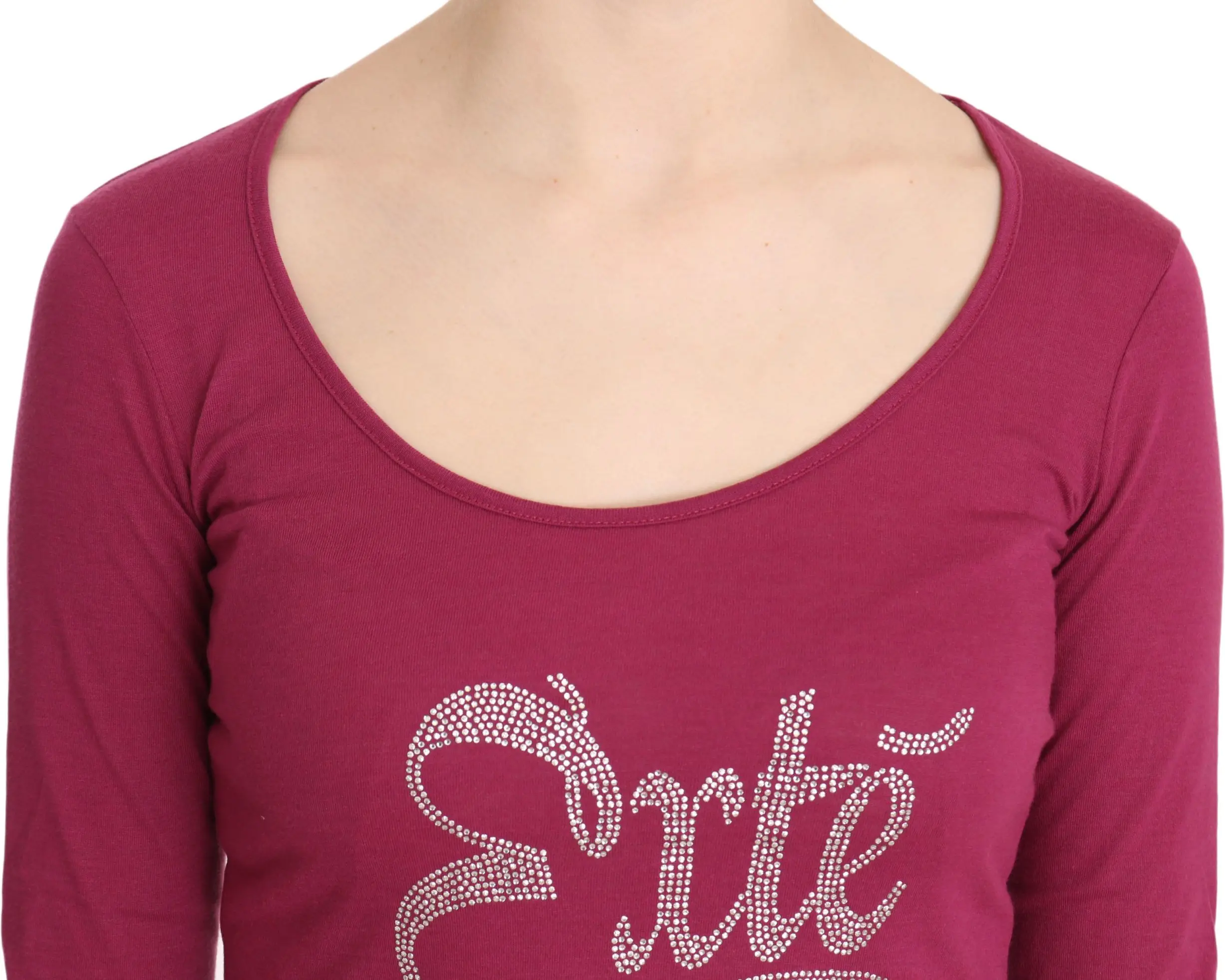 Топ Top Exte Pink Crystal Embellished с длинными рукавами