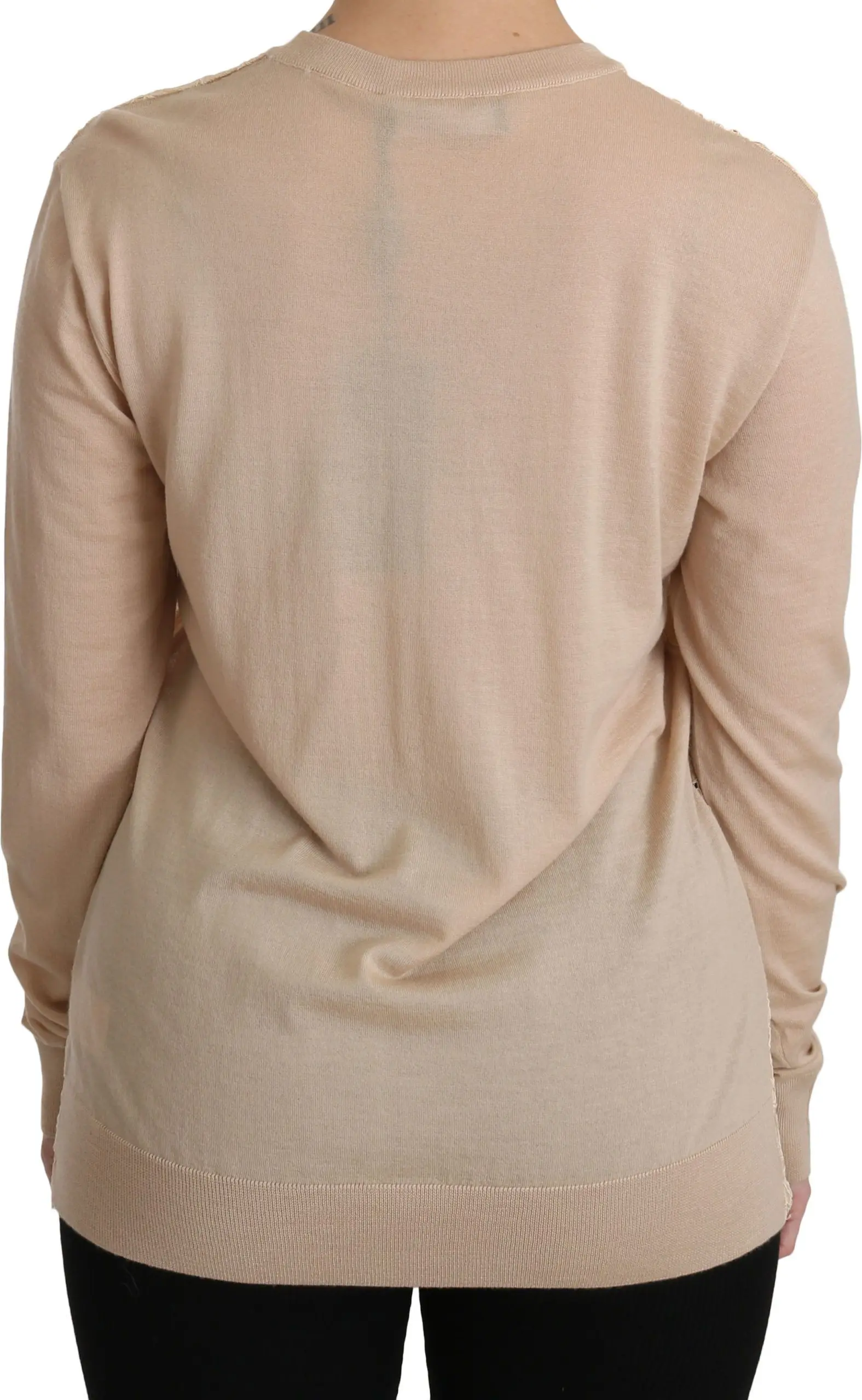 Blouse Dolce & Gabbana Beige Lace Long Sleeve Top