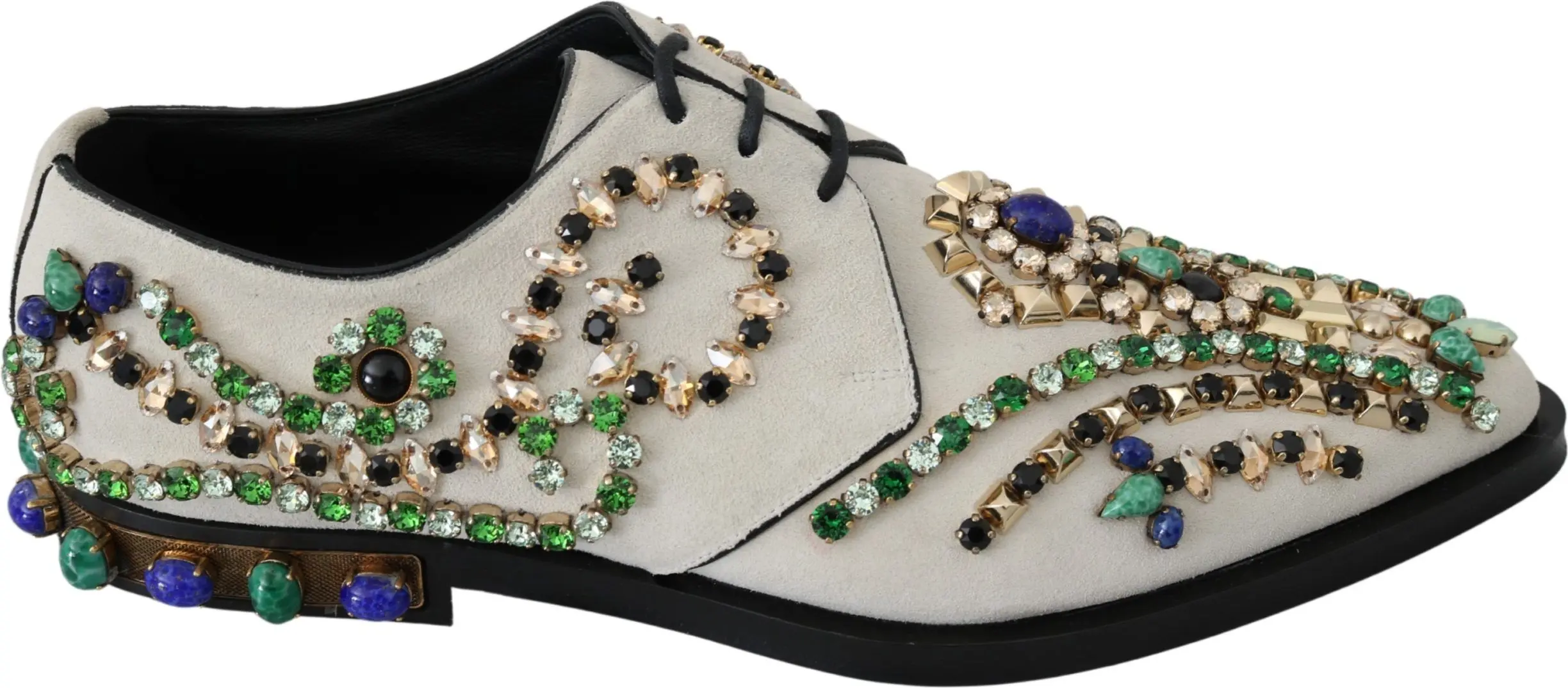 Dress Shoes Dolce & Gabbana White Suede Crystal