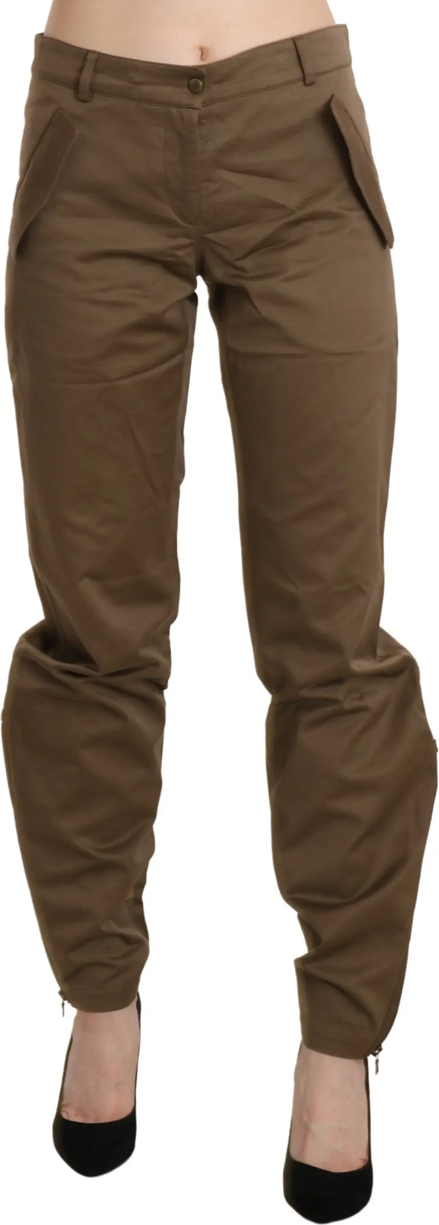 Pants Ermanno Scervino Brown Mid Waist Straight Trouser