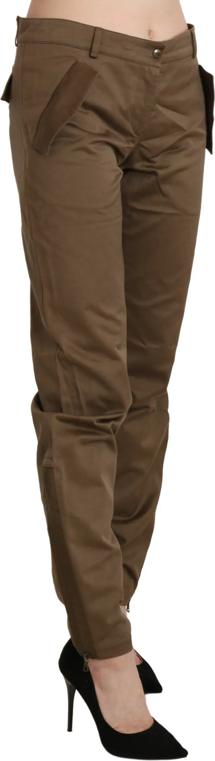 Pants Ermanno Scervino Brown Mid Waist Straight Trouser