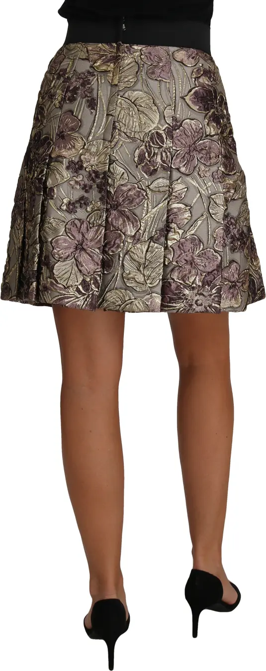 Skirt Dolce & Gabbana A-Line Mini Floral Print Jaquard