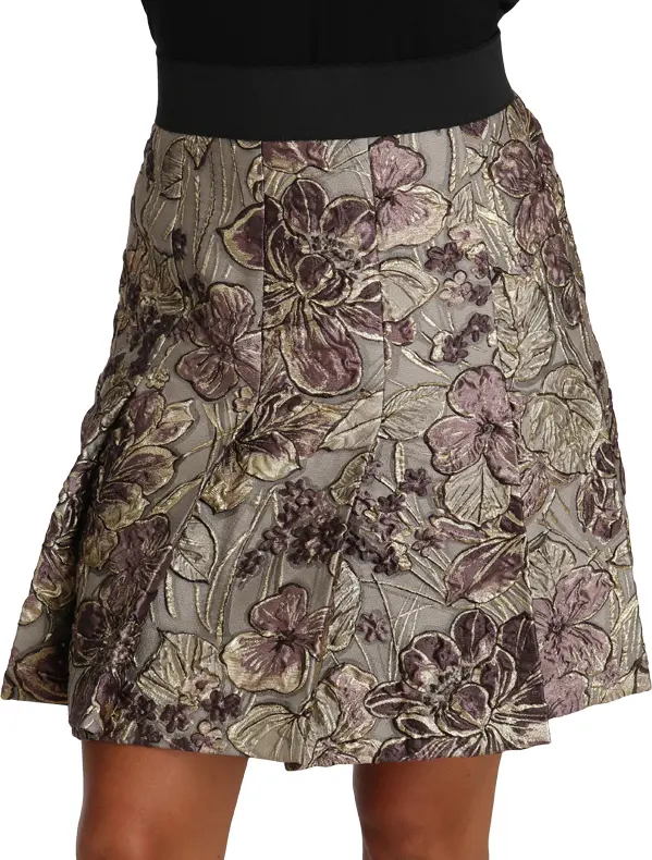 Skirt Dolce & Gabbana A-Line Mini Floral Print Jaquard