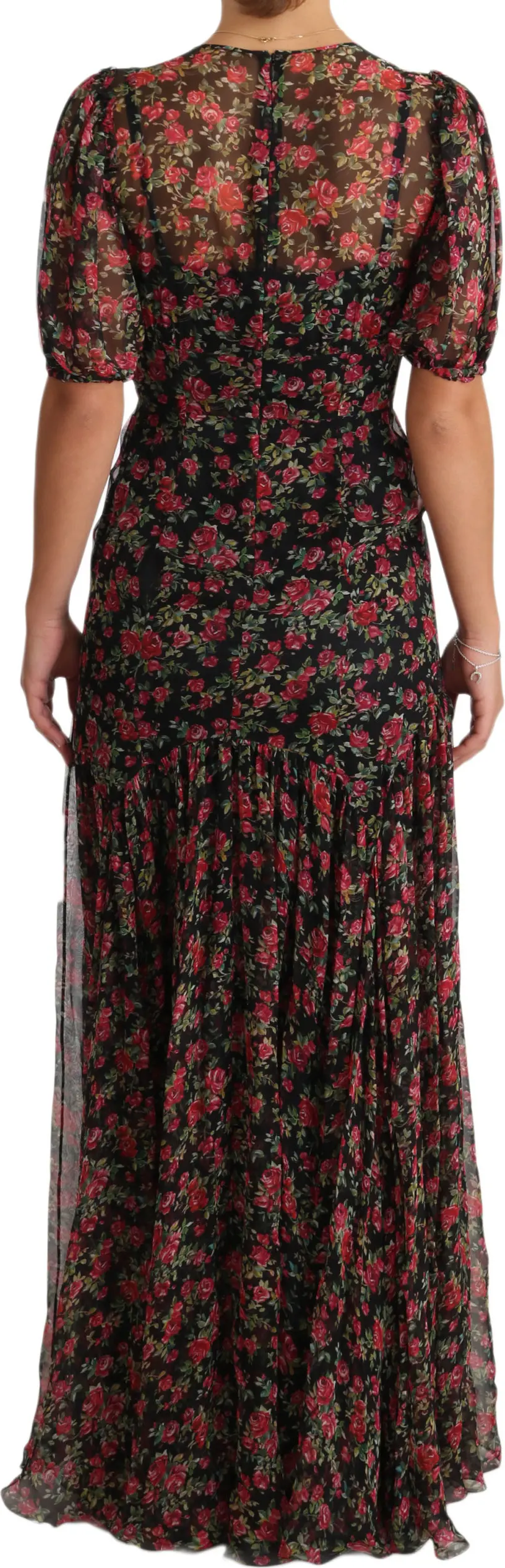 Dolce & Gabbana Qora Gullar A-chiziqli Ko'ylak
