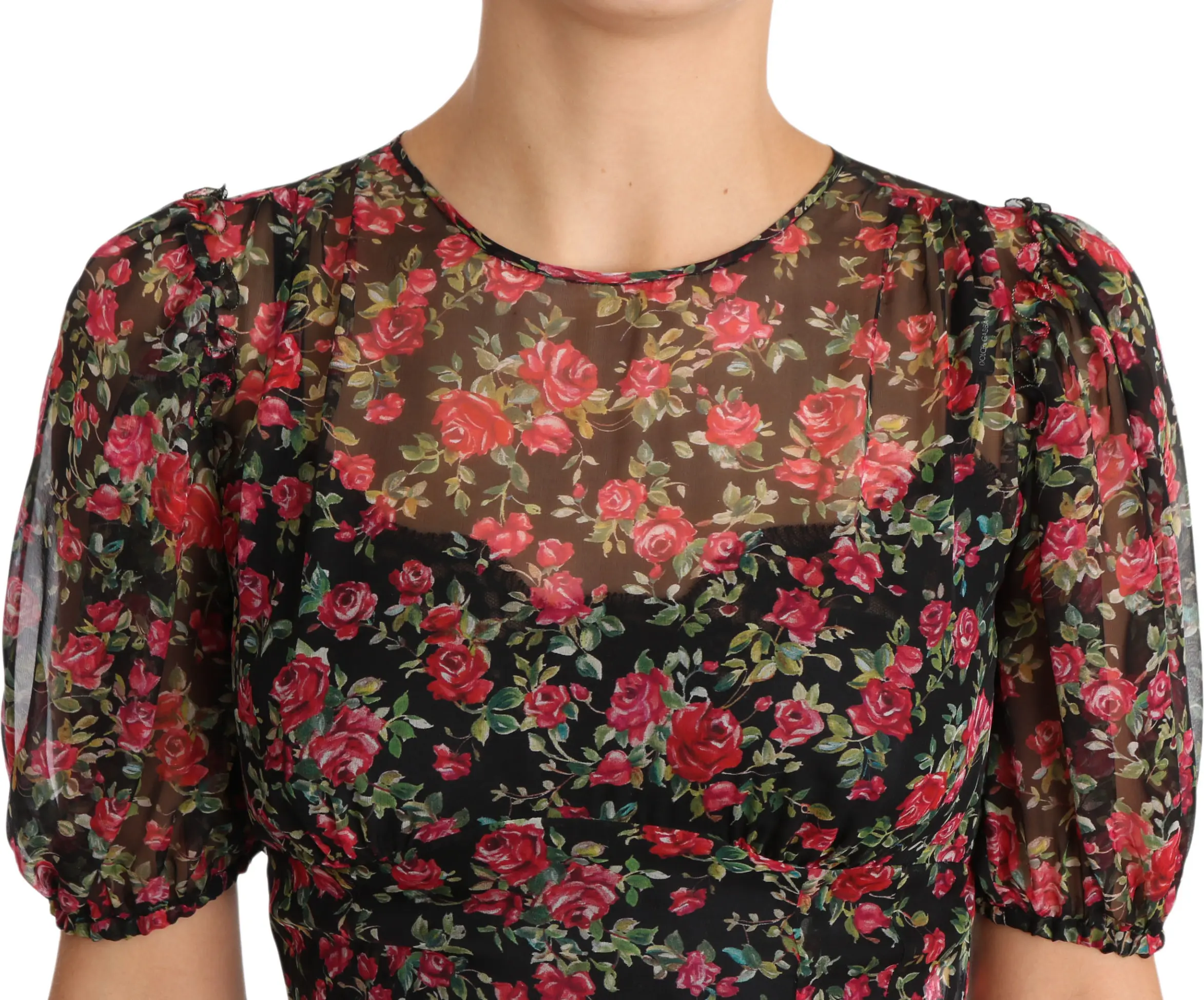 Dolce & Gabbana Qora Gullar A-chiziqli Ko'ylak