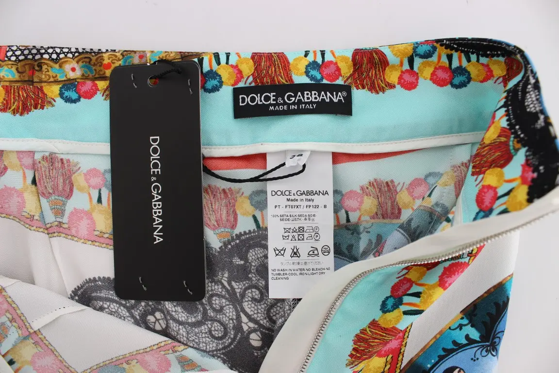 Silk Pants Dolce & Gabbana Multicolor Majolica