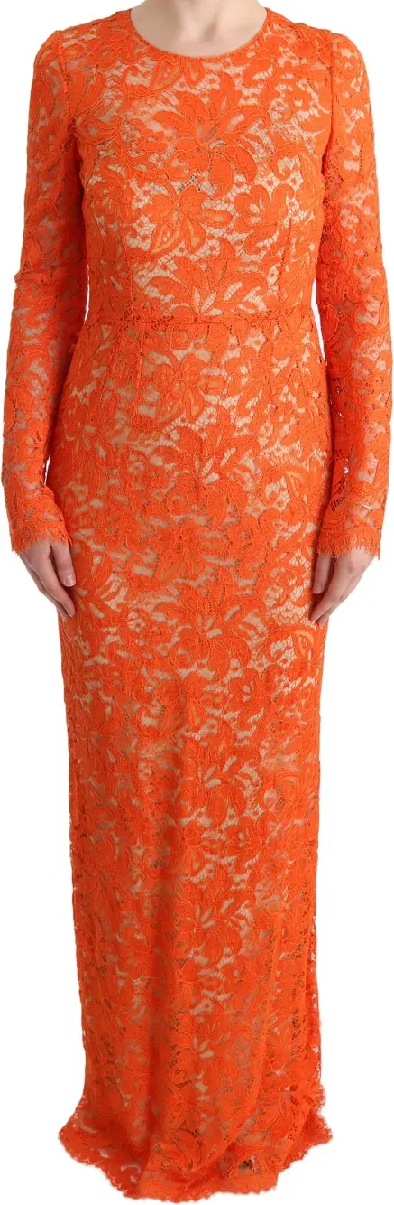 Sheath Dress Dolce & Gabbana Orange Floral Ricamo