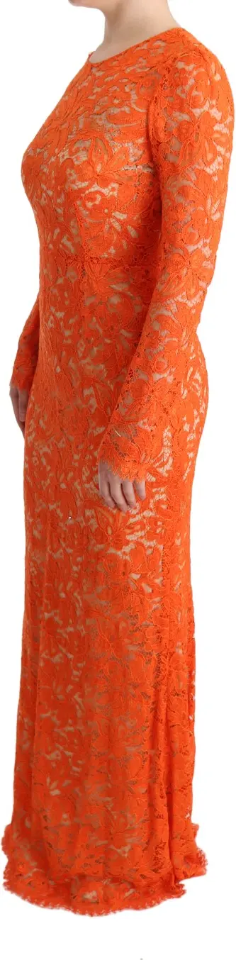 Sheath Dress Dolce & Gabbana Orange Floral Ricamo