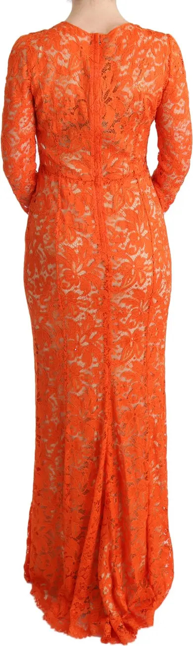Sheath Dress Dolce & Gabbana Orange Floral Ricamo