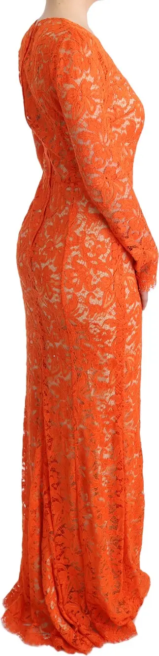 Sheath Dress Dolce & Gabbana Orange Floral Ricamo