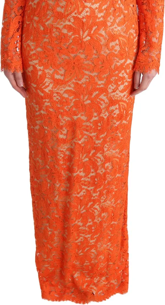Sheath Dress Dolce & Gabbana Orange Floral Ricamo