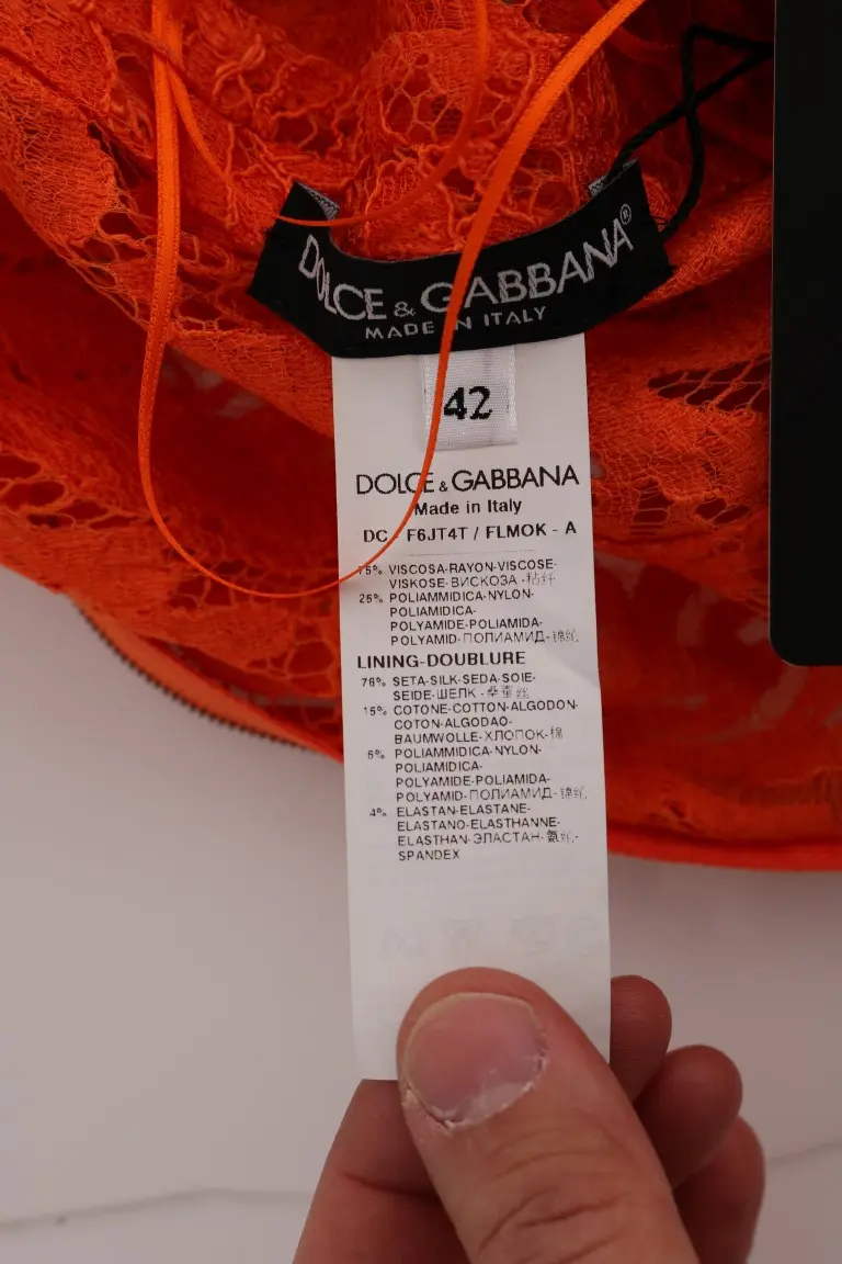 Sheath Dress Dolce & Gabbana Orange Floral Ricamo