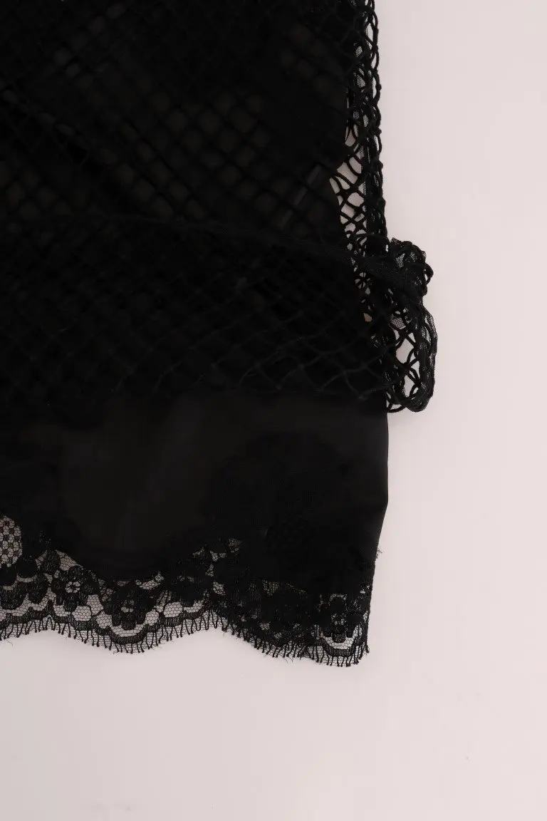 Dolce & Gabbana Topi Qora Ipak Mesh Kamizoli
