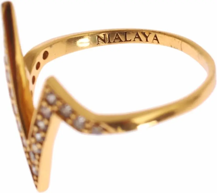 Nialaya Jewelry 925 Kumush Uzuk, Ayollar uchun, Toza CZ, 18Q Oltin bilan qoplangan