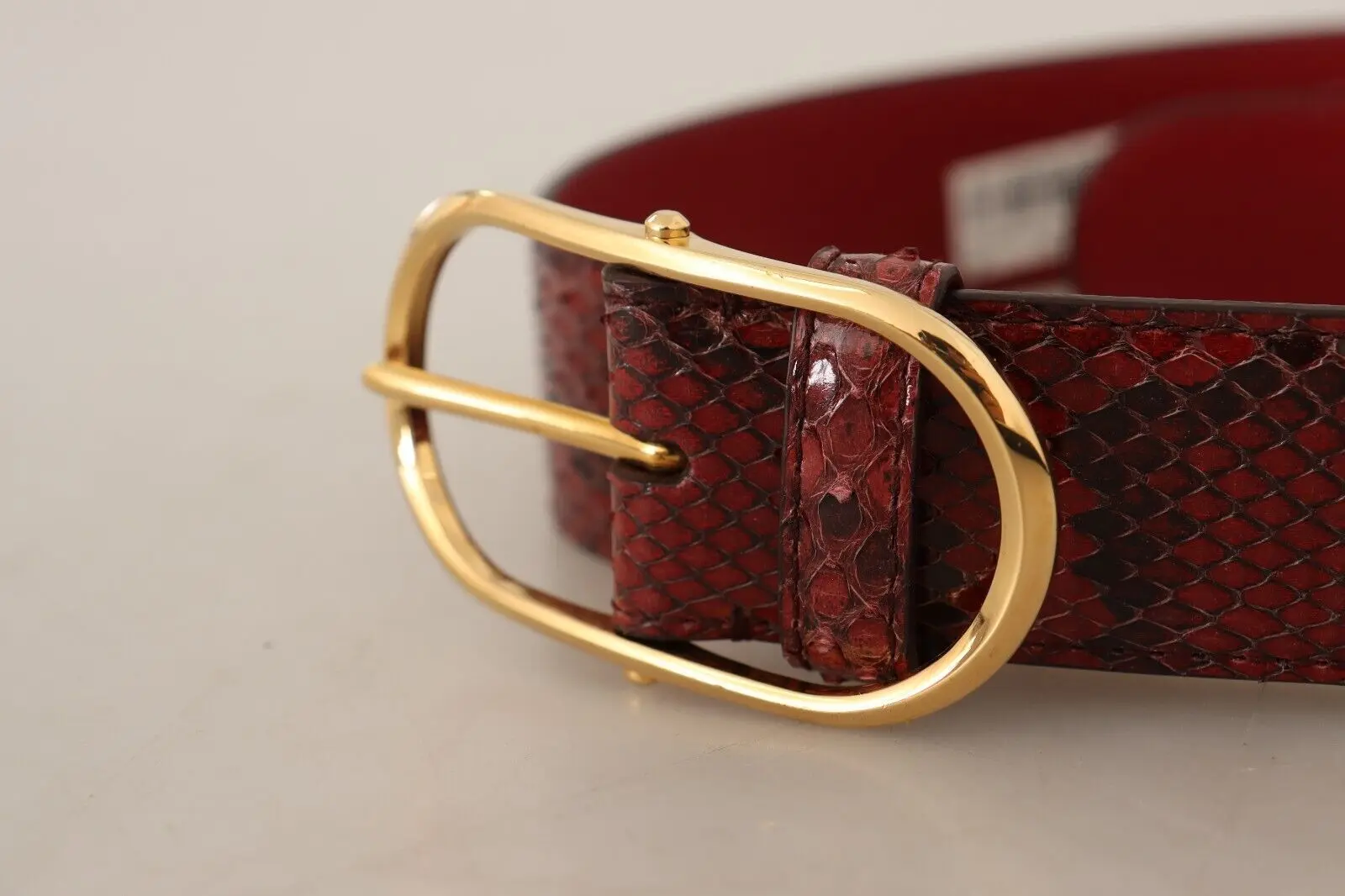 Ремень Dolce & Gabbana Элегантный Красный Змеиный Кожаный