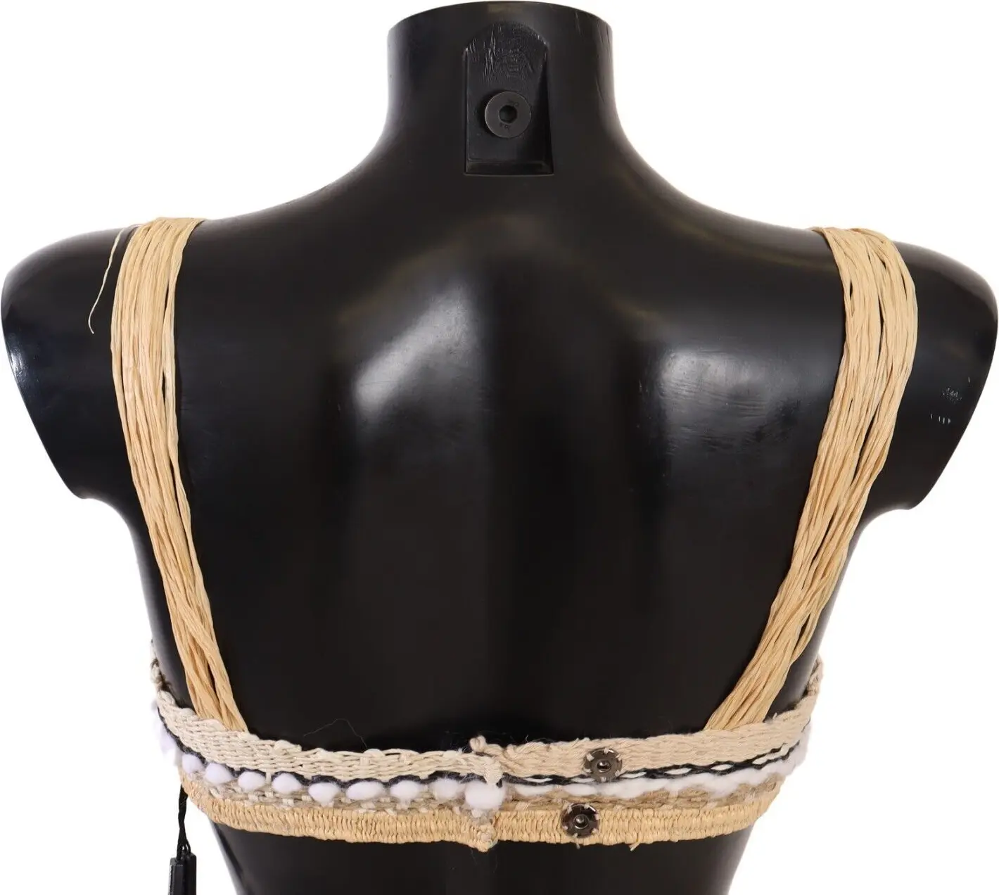 Top Dolce & Gabbana Beige Straw Raffia Woven Crochet Cover Up
