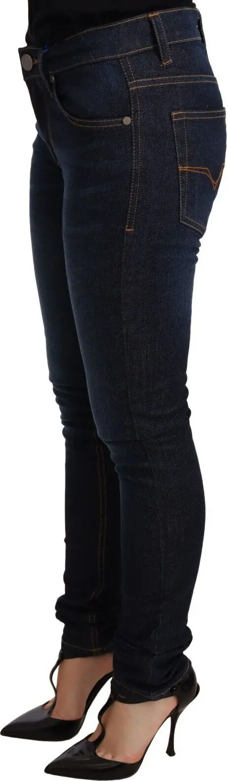 Jeans Versace Jeans Dark Blue Cotton Low Waist Skinny Denim Jeans