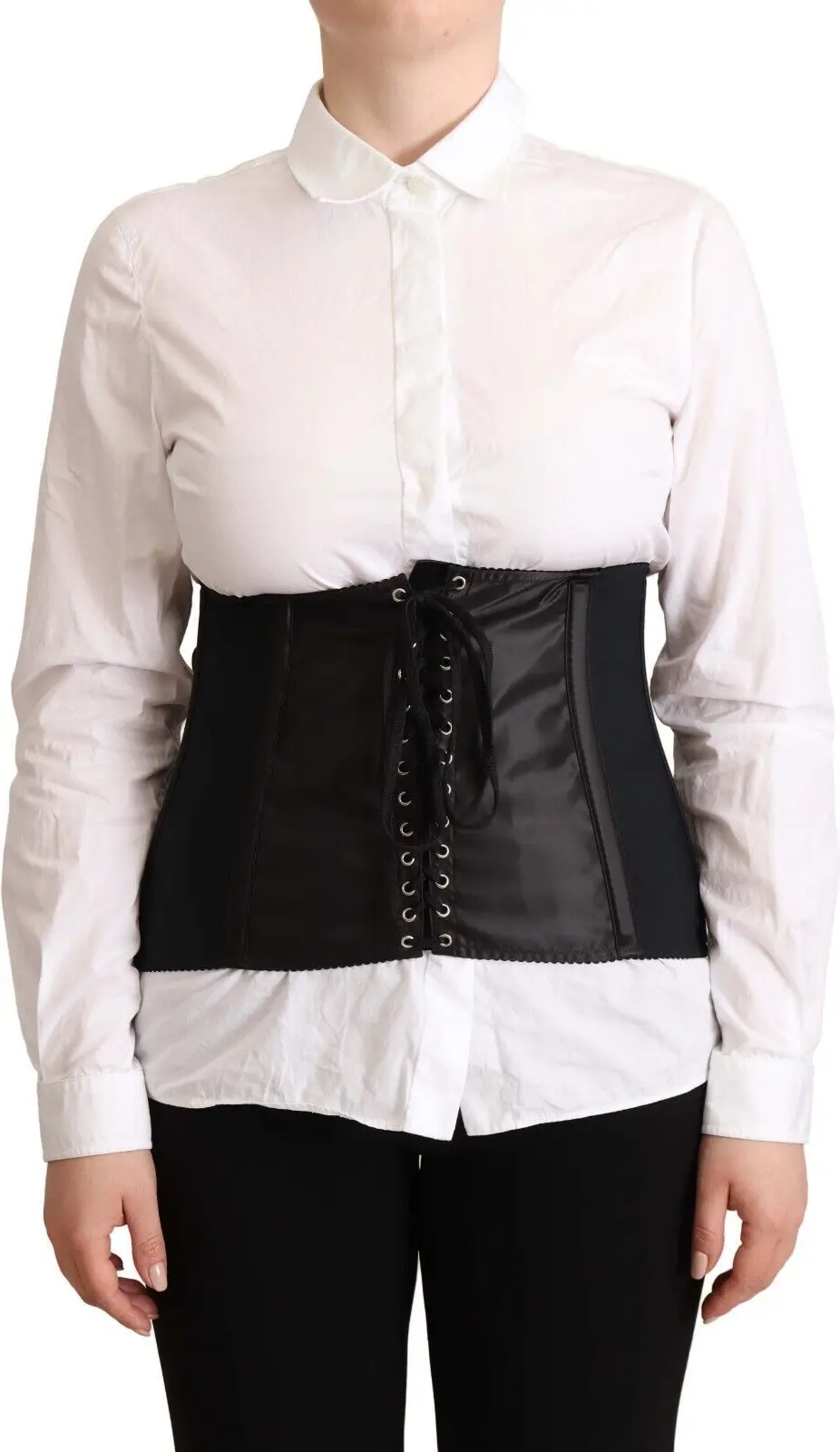 Top Dolce & Gabbana Black Corset Belt Stretch Waist Strap Top