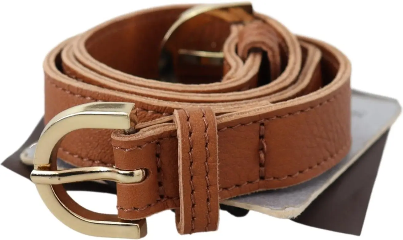 Belt Ermanno Scervino Elegant Brown Leather Double Buckle Belt